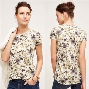 Anthropologie Postmark Floral Short Sleeve Top